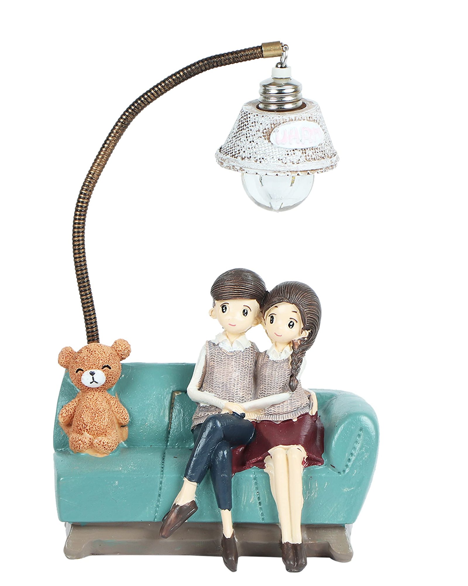 Cute Romantic Valentine Love Couple Sitting On Sofa Statue Showpiece, 20 CM, 